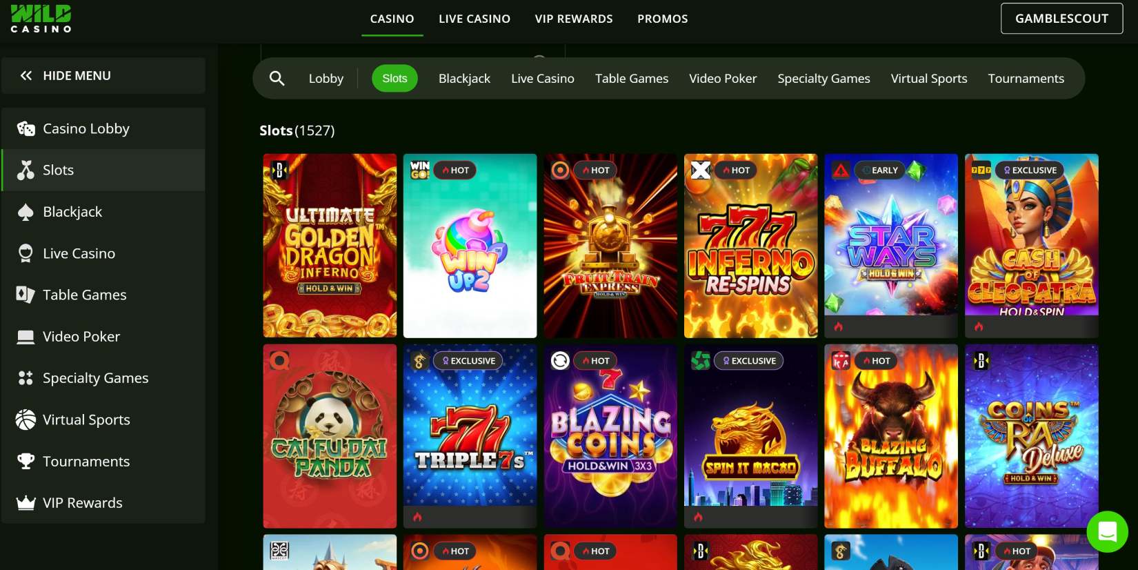 wildcasino.ag slot selection